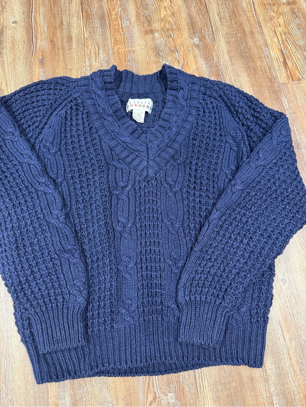 Vintage Navy blue cottage core cable knit sweater